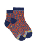 Children's short socks with tennis pattern in blue