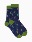 Calze corte uomo cotone fantasia cavallucci marini su fondo blu - Gallo 1927 - Official Online Shop