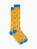 Calze lunghe donna cotone fantasia cavallucci marini su fondo giallo - Gallo 1927 - Official Online Shop