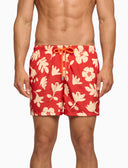 Boxershorts für Herren mit Blumenmuster auf rotem Grund