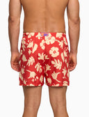 Boxershorts für Herren mit Blumenmuster auf rotem Grund