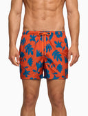Boxer mare uomo fantasia fiori su fondo arancio