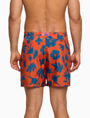 Boxer mare uomo fantasia fiori su fondo arancio