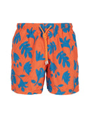 Boxer mare uomo fantasia fiori su fondo arancio