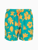 Boxer mare uomo fantasia fiori su fondo color pavone