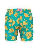 Boxer mare uomo fantasia fiori su fondo color pavone
