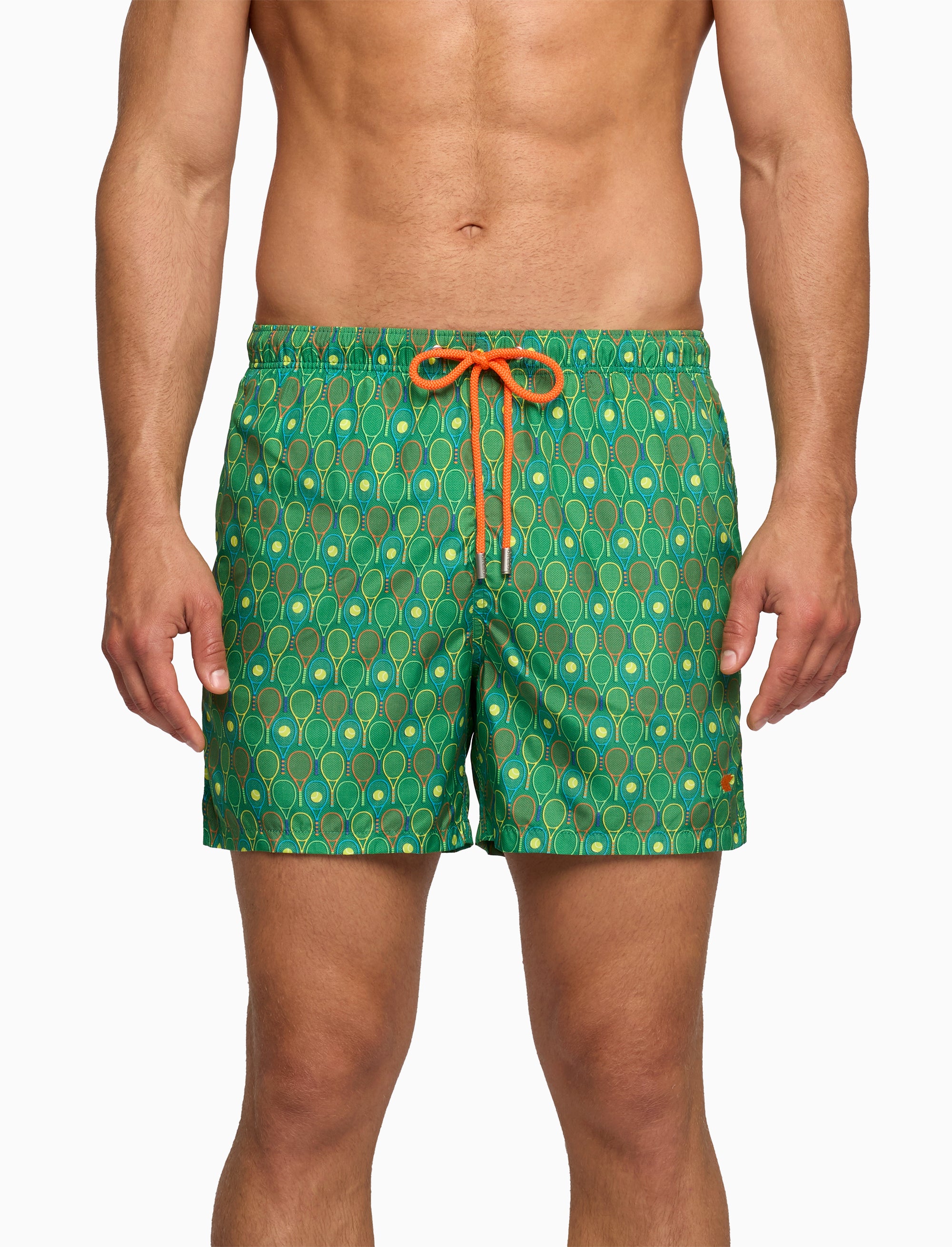 Men's swim boxer with tennis pattern in green | Gallo