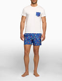 T-shirt girocollo uomo cotone tinta unita bianco con taschino fantasia skateboard su fondo - Gallo 1927 - Official Online Shop