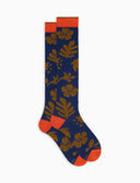 Calze lunghe uomo cotone fantasia fiori su fondo blu - Gallo 1927 - Official Online Shop