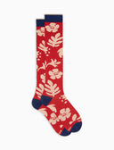 Calze lunghe uomo cotone fantasia fiori su fondo rosso - Gallo 1927 - Official Online Shop