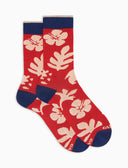 Calze corte uomo cotone fantasia fiori su fondo rosso - Gallo 1927 - Official Online Shop