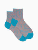 Calze cortissime donna cotone fantasia geometrico color pavone - Gallo 1927 - Official Online Shop