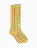 Calze lunghe uomo contone fantasia window pane giallo - Gallo 1927 - Official Online Shop