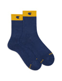 Unisex short socks in cotton terry blue with contrasting cuff