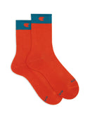 Unisex short socks in orange cotton terry with contrasting cuff