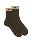 Calze corte unisex spugna di cotone verde con polso in contrasto