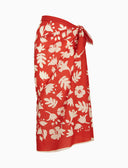 Pareo donna cotone fantasia fiori su fondo rosso - Gallo 1927 - Official Online Shop