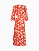 Kaftano lungo donna cotone fantasia fiori su fondo rosso - Gallo 1927 - Official Online Shop