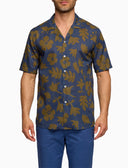 Camicia uomo hawaiana cotone fantasia fiori su fondo blu - Gallo 1927 - Official Online Shop