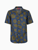 Camicia uomo hawaiana cotone fantasia fiori su fondo blu - Gallo 1927 - Official Online Shop