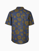 Camicia uomo hawaiana cotone fantasia fiori su fondo blu - Gallo 1927 - Official Online Shop
