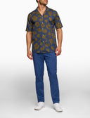 Camicia uomo hawaiana cotone fantasia fiori su fondo blu - Gallo 1927 - Official Online Shop