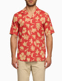 Camicia uomo hawaiana cotone fantasia fiori su fondo rosso - Gallo 1927 - Official Online Shop