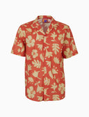 Camicia uomo hawaiana cotone fantasia fiori su fondo rosso - Gallo 1927 - Official Online Shop