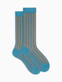 Calze corte donna cotone fantasia righe verticali traforate color pavone - Gallo 1927 - Official Online Shop