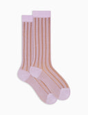 Calze corte donna cotone fantasia righe verticali traforate ocra - Gallo 1927 - Official Online Shop