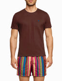 Unisex crew neck T-shirt, dyed cotton, solid brown.