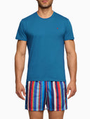 T-shirt girocollo unisex cotone tinto capo tinta unita color pavone