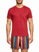 Unisex crew neck T-shirt, dyed cotton, solid red.