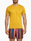 Unisex crew neck T-shirt in solid dyed cotton, yellow.