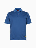 Men's short sleeve polo, solid color, garment-dyed, blue.