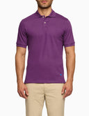 Herren-Poloshirt Kurzarm Baumwolle unifarben stückgefärbt lila