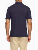 Polo manica corta uomo lino e cotone tinta unita blu - Gallo 1927 - Official Online Shop