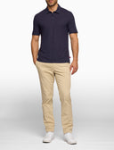 Polo manica corta uomo lino e cotone tinta unita blu - Gallo 1927 - Official Online Shop