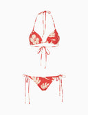 Bikini triangolo donna fantasia fiori su fondo rosso - Gallo 1927 - Official Online Shop