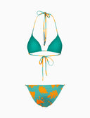 Women's triangle bikini with peacock flower pattern