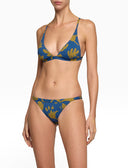 Bikini donna a vela fantasia fiori su fondo blu - Gallo 1927 - Official Online Shop