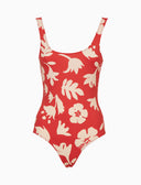 Costume intero donna fantasia fiori su fondo rosso - Gallo 1927 - Official Online Shop