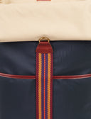 Zaino unisex tinta unita blu con nastro spigato ed inserti in pelle - Gallo 1927 - Official Online Shop