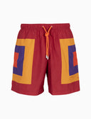 Boxer mare uomo fantasia quadri concentrici bordò - Gallo 1927 - Official Online Shop