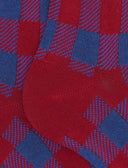 Women's long burgundy warm cotton socks with Vichy motif