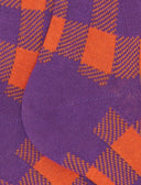 Lange Damensocken aus warmer Baumwolle, violett mit Vichy-Karomuster