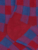 Lange Damensocken aus warmer Baumwolle, bordeauxrot mit Vichy-Karomuster