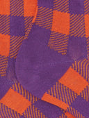 Lange Damensocken aus warmer Baumwolle, violett mit Vichy-Karomuster
