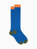Calze lunghe uomo cotone leggero blu fantasia peperoncini portafortuna
