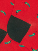Kurze Herrensocken aus leichter Baumwolle, rot, mit Glücksbringer-Chili-Muster